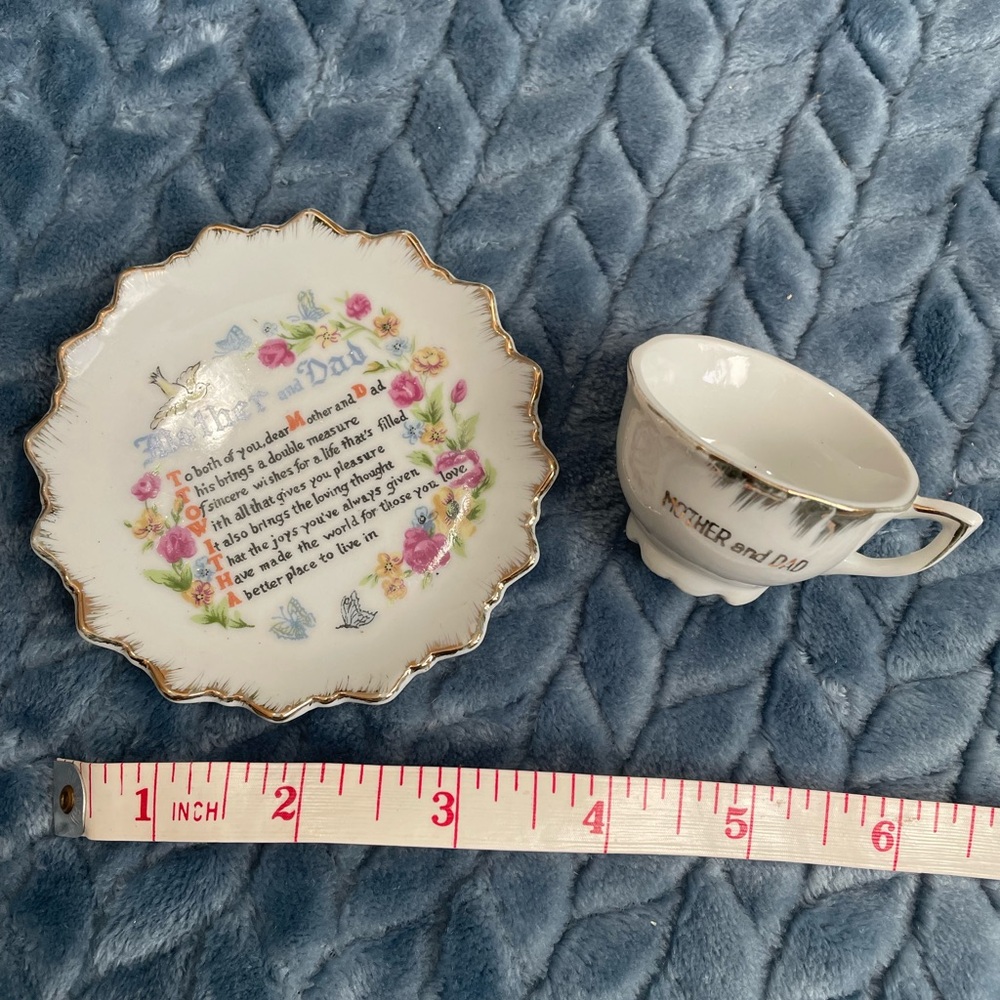 Mother and Dad mini cup and saucer